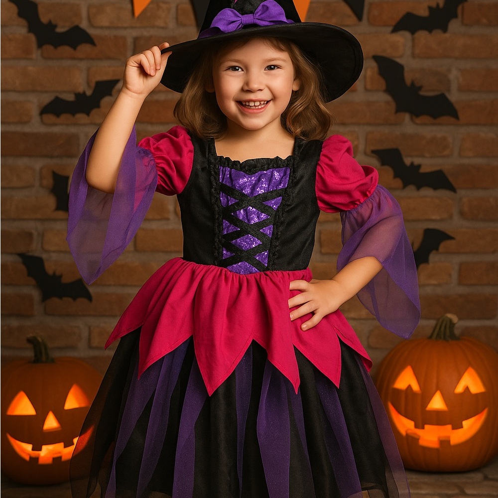 Disguise Witch Costume - Fuchsia, Violet, and Black - Picture 1 of 5
